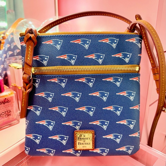 Dooney & Bourke Handbags - Dooney & Bourke NFL New England Patriots Leather Sporty Logo Crossbody Bag